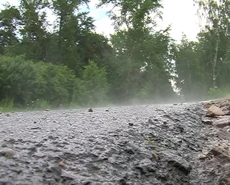 Car on the road in the forest Stock Footage 6532415