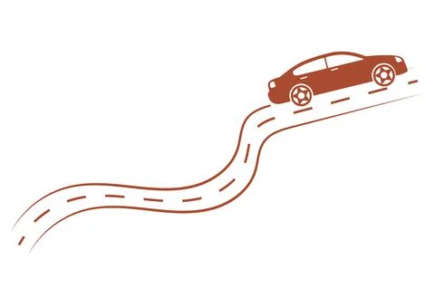 Car on the Road Icon Vector Stock Illustration