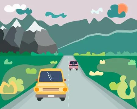 Car on the road Stock Illustration