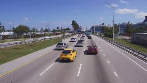 Car on the road. Miami Stock Footage 74938988