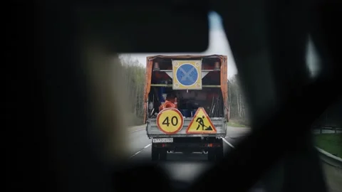 The car of road services loaded with the equipment goes on the road Stock Footage 154135230