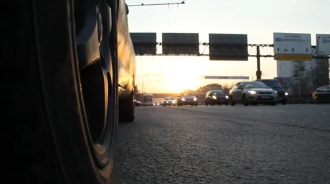 Car road at sunse Stock Footage 4484587