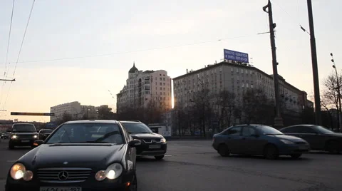 Car road at sunset Stock Footage 4520261