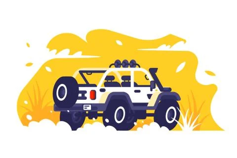 Car on off-road terrain Stock Illustration
