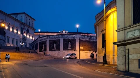 Car in Rome at nightfall Stock Footage 91126002