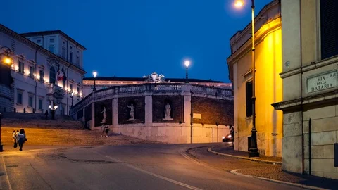 Car in Rome at nightfall Stock Footage 91126842