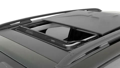 Car roof window close up in studio Black Clear Coat 2017 Jeep Renegade Trailhawk Stock Footage 159932589