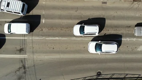 Car roofs from drone. Stock Footage 125345257