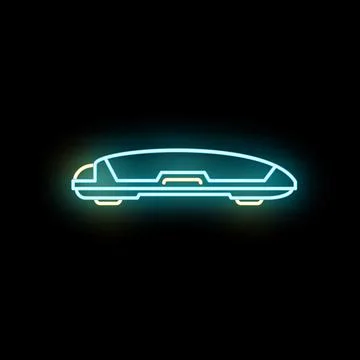 Car rooftop cargo box neon glowing icon Stock Illustration