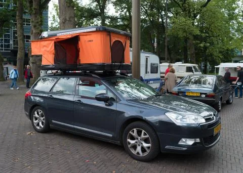 Car with rooftop tent Stock Photos