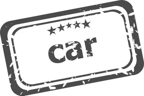 Car on rubber stamp over a white background Stock Illustration