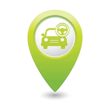 Car with rudder icon map pointer green Stock Illustration