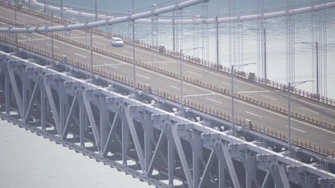 Car running on bridge-3 Stock Footage 246678728