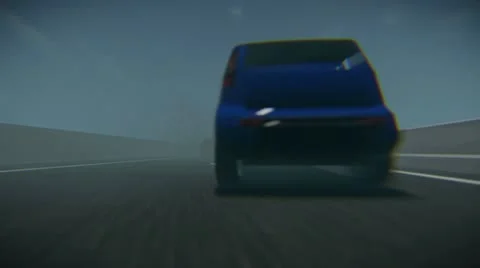 Car running in the fog Stock Footage 18405376