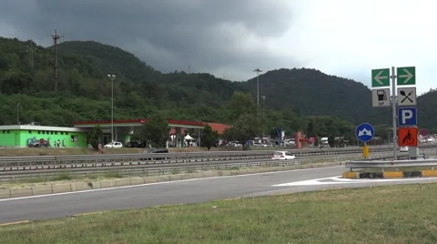 Car running on a highway  Stock Footage 59938577