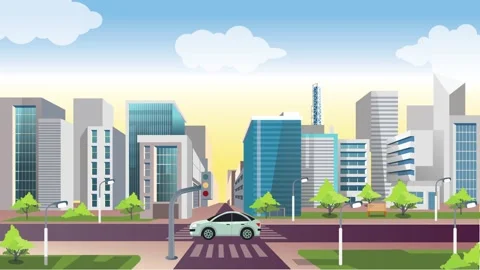 Car Running In The Road Animation Video Stock Footage 244792304