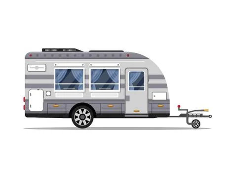 Car RV trailer isolated vector icon Stock Illustration