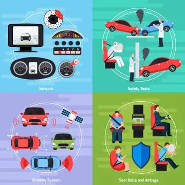 Car Safety Systems Template Stock Illustration