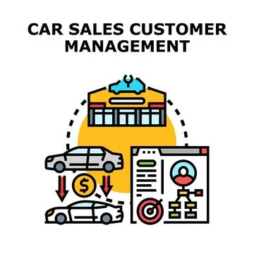 Car sales customer management system vector illustration Stock Illustration