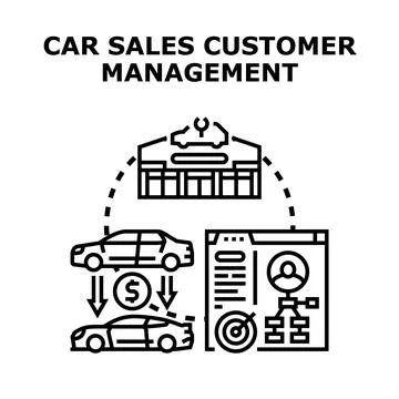 Car sales customer management system vector illustration Stock Illustration