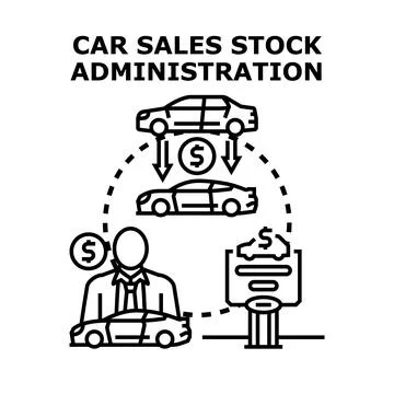 Car sales stock administration vector concept Stock Illustration