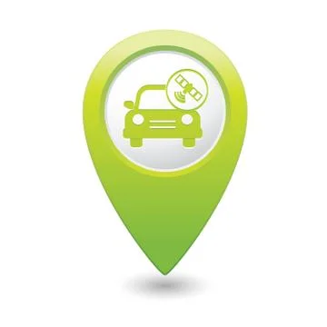 Car with satelite icon pointer green Stock Illustration