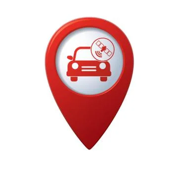 Car with satelite icon red pointer Stock Illustration