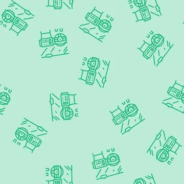 Car with screen display auto tainment line seamless pattern Stock Illustration