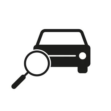 Car search vector icon on white background Stock Illustration