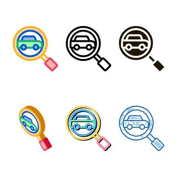 Car searching icon vector forms outline Stock Illustration