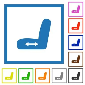 Car seat adjustment flat framed icons 스톡 일러스트