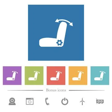 Car seat adjustment flat white icons in square backgrounds Stock Illustration