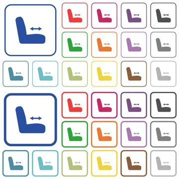 Car seat adjustment outlined flat color icons 스톡 일러스트