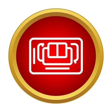 Car seat heating button icon in red circle Stock Illustration