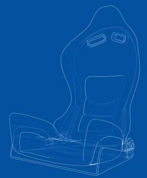 Car seat outlined vector rendering of 3d Stock Illustration
