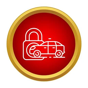 Car security lock with a red round icon Illustrazione stock