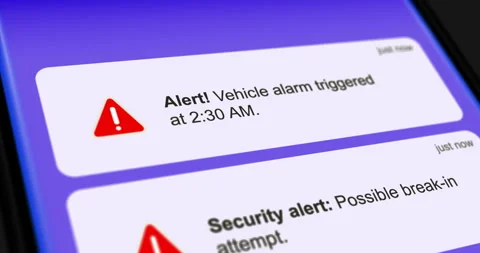 Car Security Notifications, incoming Auto Safety Alerts Stock Footage 315164607