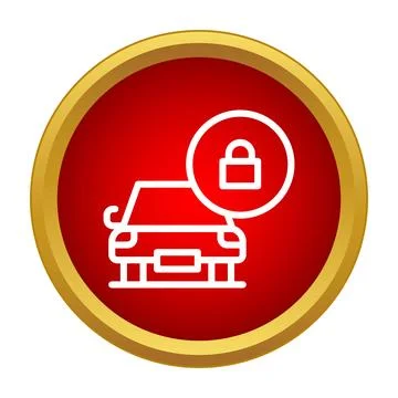 Car security system with lock icon on red button Stock Illustration