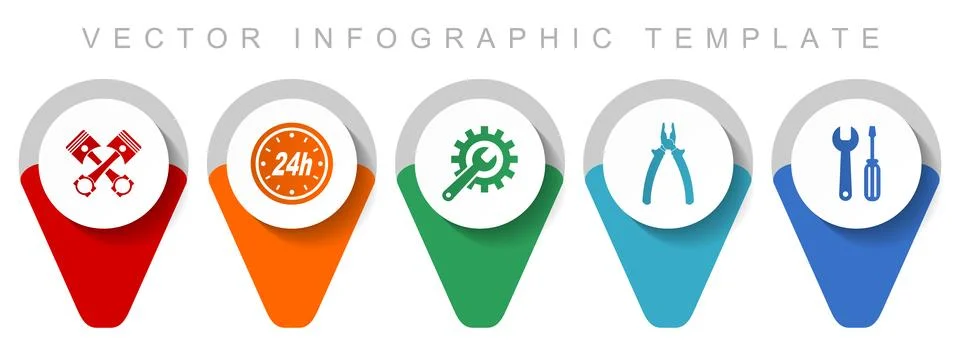 Car serivce and workshop pointer collection, miscellaneous icons such as pist Stock Illustration