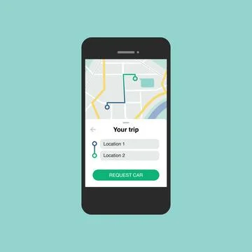 Car service application on smartphone. Illustrazione stock