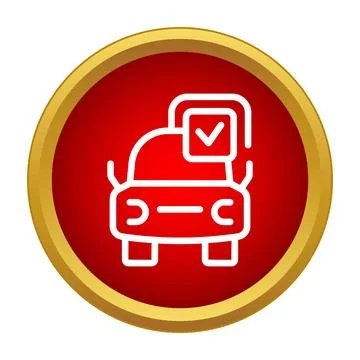 Car service check completed icon in red circle Stock Illustration