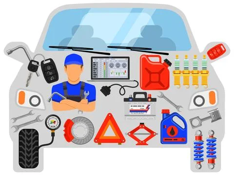 Car Service Concept Stock Illustration