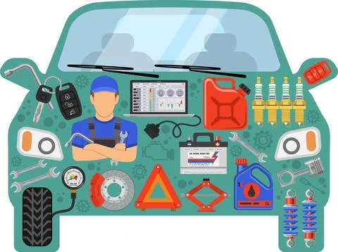 Car Service Concept Ilustración de archivo