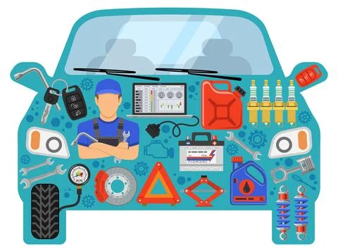 Car Service Concept Stock Illustration