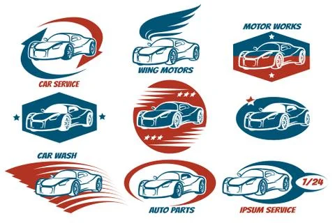 Car Service Emblem Set Stock Illustration