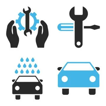 Car Service Flat Vector Icons 스톡 일러스트