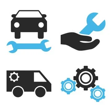 Car Service Flat Vector Icons 스톡 일러스트