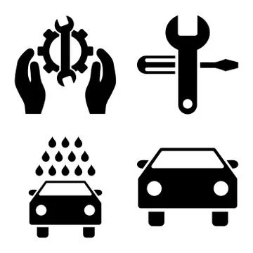 Car Service Flat Vector Icons イラスト素材