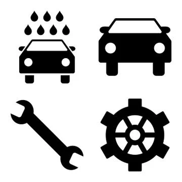 Car Service Flat Vector Icons Stock Illustration
