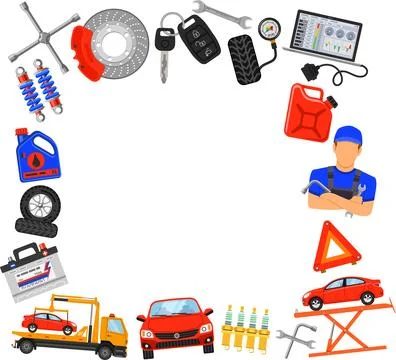 Car Service Frame Stock Illustration